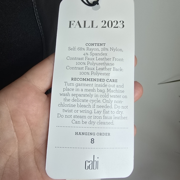 CAbi, New, Jet Black Bralette Faux Leather Ponte Knit Stretch Top Size Medium - Picture 6 of 12